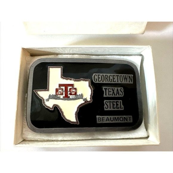 VINTAGE GEORGETOWN TEXAS STEEL BEAUMONT BELT BUCKLE 3"x2" HITLINE USA  BRAND NEW - Picture 2 of 4